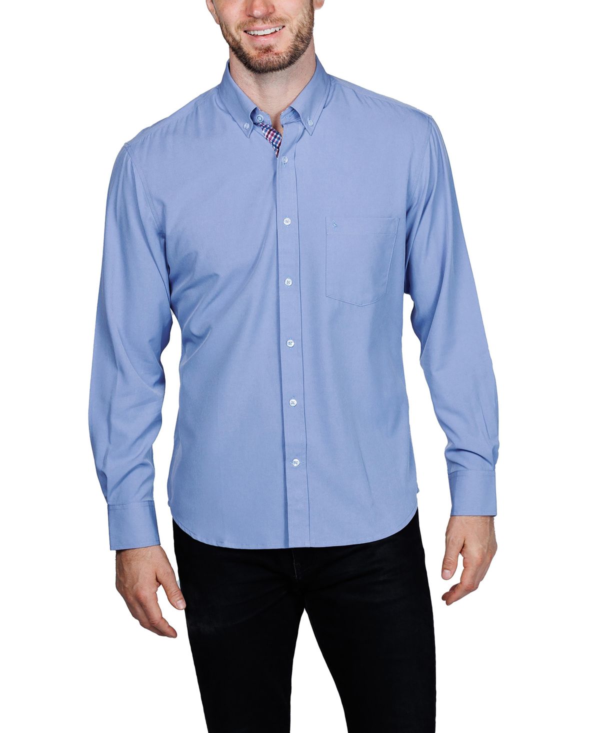 Мужская однотонная меланжевая рубашка с длинным рукавом Performance