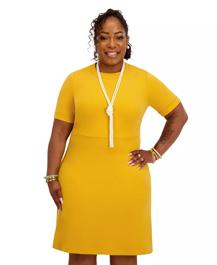 Women's Short Sleeve Crewneck Dress - thumbnail 7
