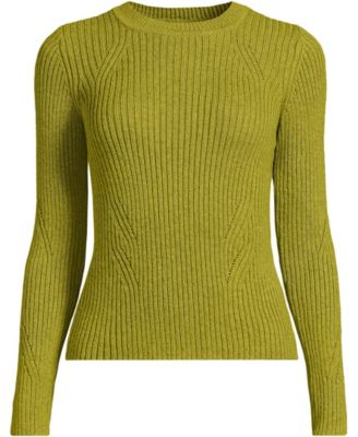 Women's Cotton Blend Marl Ribbed Crew Neck Sweater