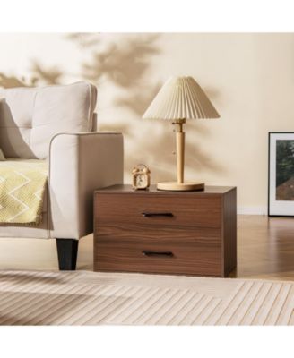 1Pc 2-Drawer Stackable Horizontal Storage Cabinet Dresser Chest with Handles