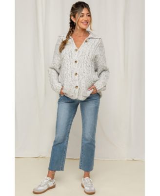 Maternity Blue Cropped Raw Hem Straight Leg Jeans