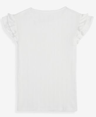 Little & Big Girls Ruffled-Sleeve Pointelle Top, Macy's Exclusive