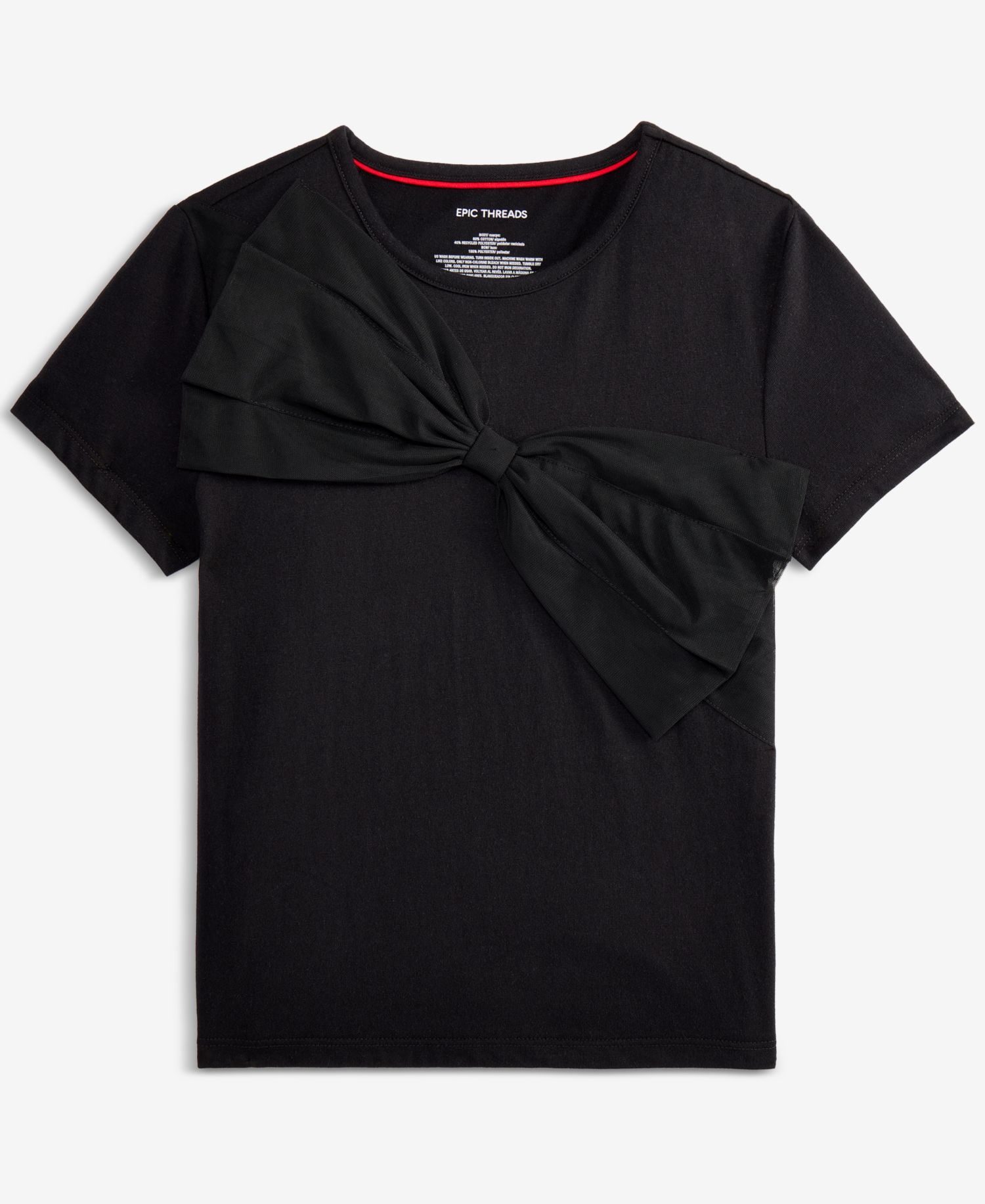 Girls' 5-20 Bow Applique Detail Top