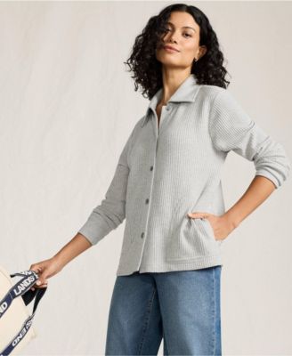 Women's Long Sleeve Waffle Collared Shacket