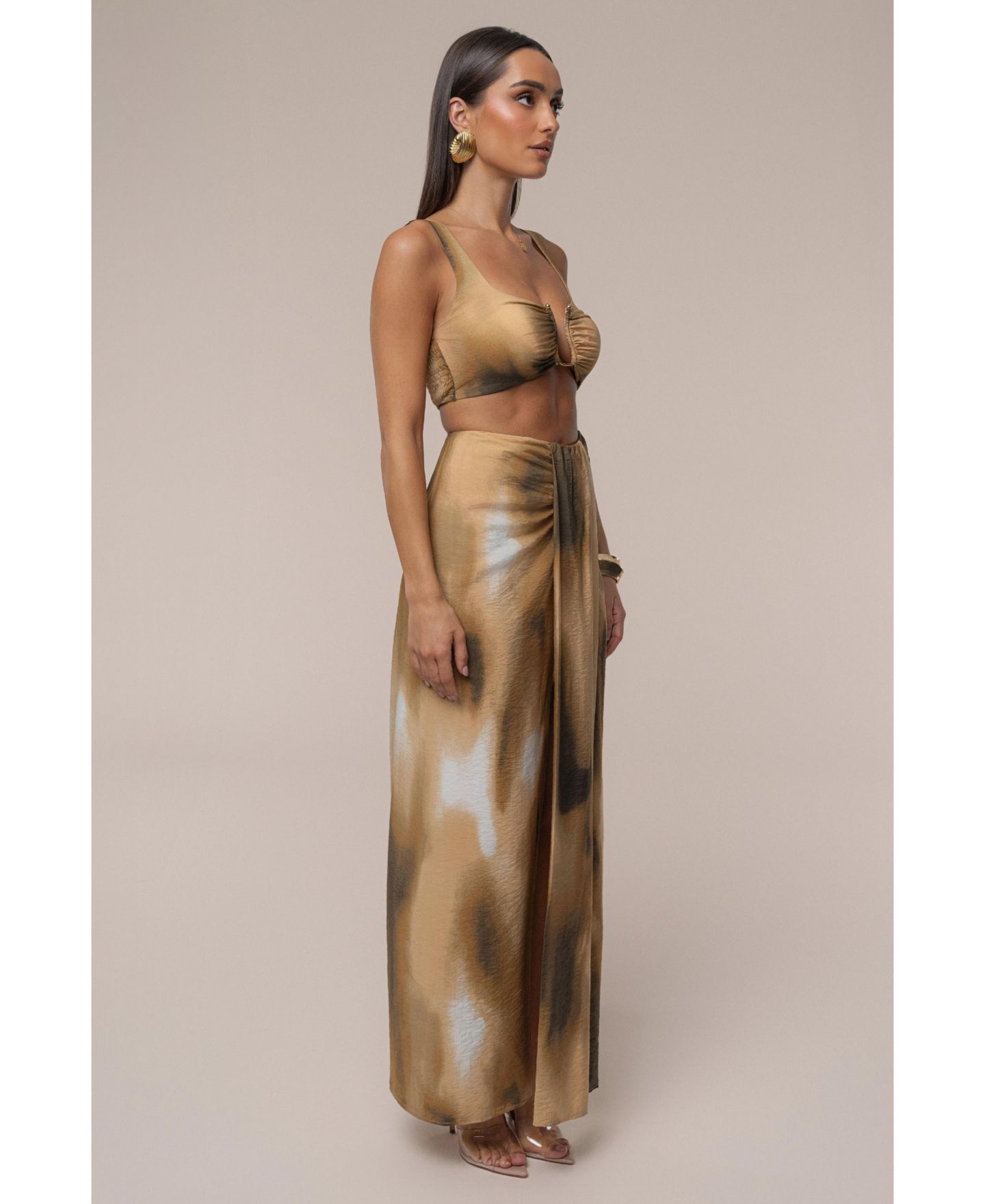 Женская юбка JLUXLABEL Flowing Elegance Maxi, цвет: Коричневый — фото 6