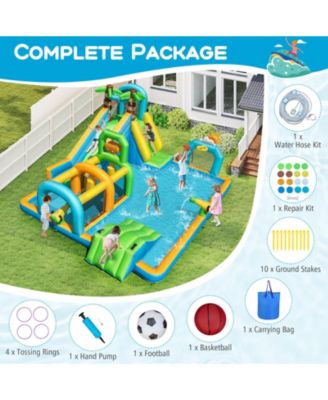 Inflatable Water Slide w/Splash Pool Climbing Wall Football Goal Blower Excluded