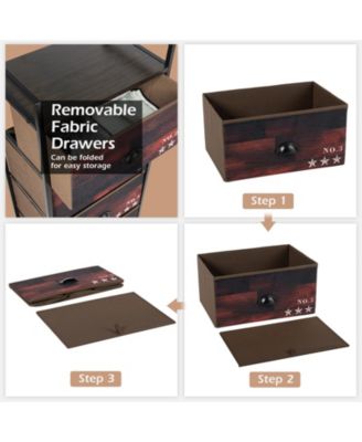 Industrial 4 Fabric Drawers Storage Dresser