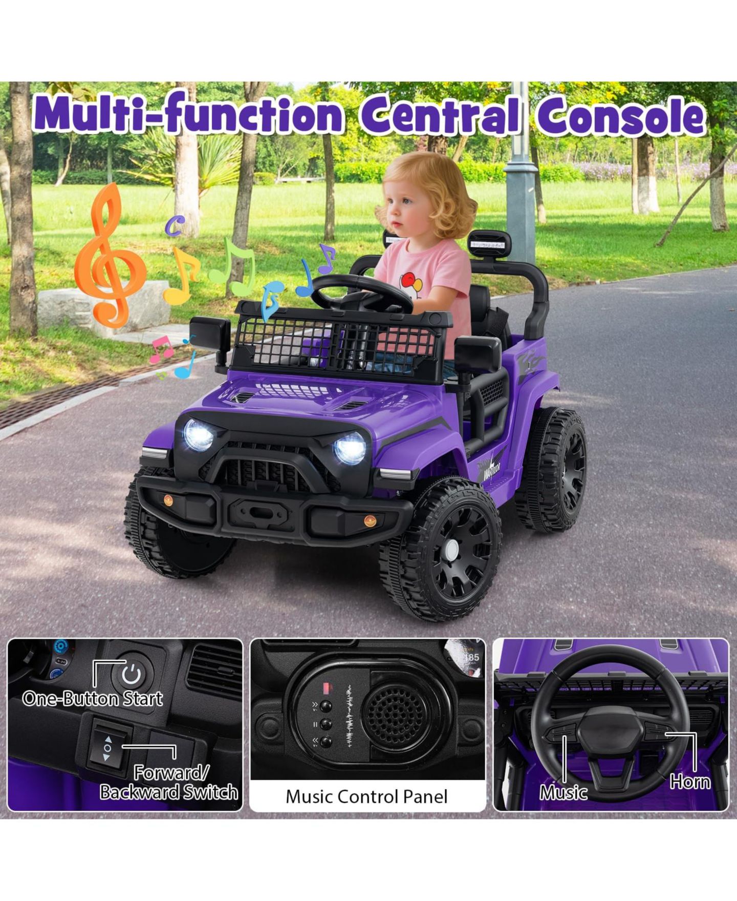 Детская игрушка Mecale 12V Kids' Ride-on Truck with Battery Powered & Remote Control, Ages 3+, цвет: Фиолетовый — фото 6