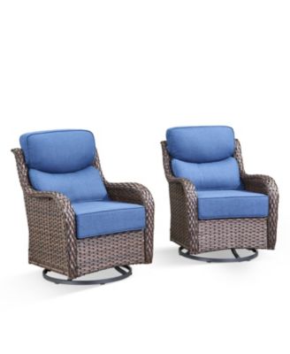 Crescent Outdoor 2-Person Wicker Glider Patio Swivel Chairs with Olefin 6 in. Thick Cushions