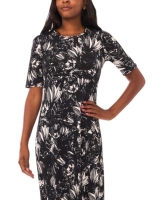 Women's Printed Elbow-Sleeve Maxi Dress