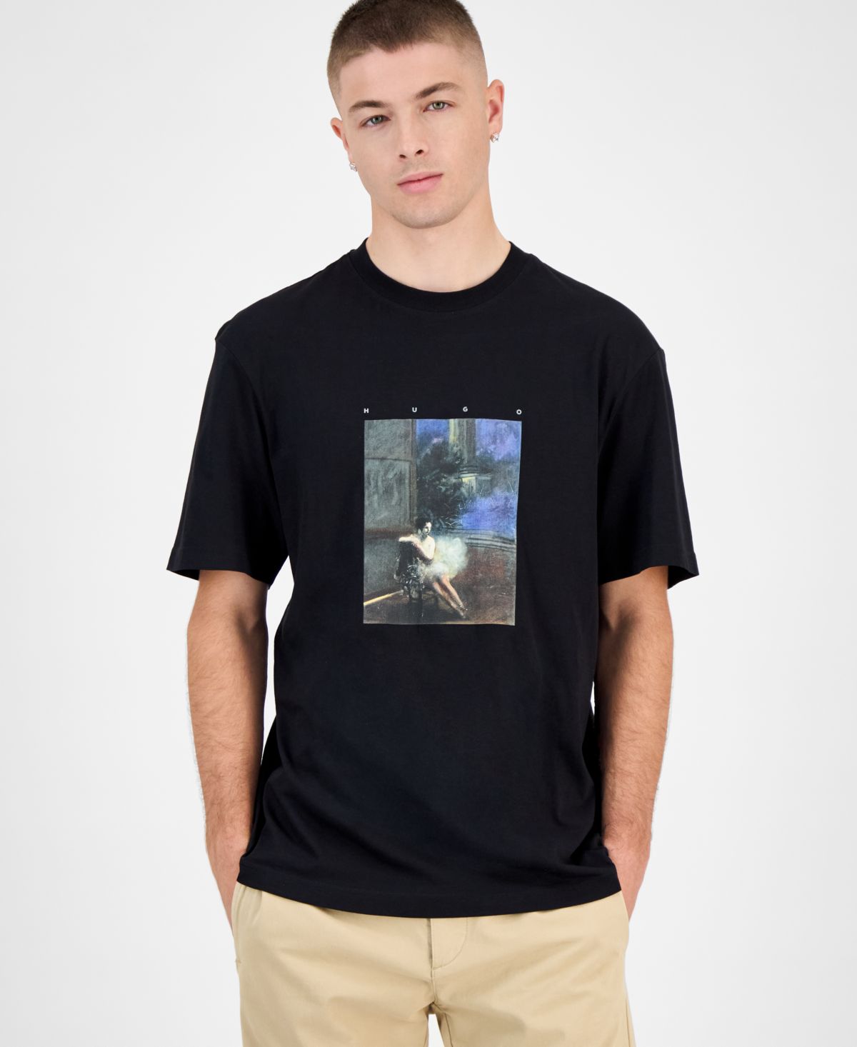 Мужская футболка из хлопка свободного кроя Dabolos с коротким рукавом и принтом Hugo Boss