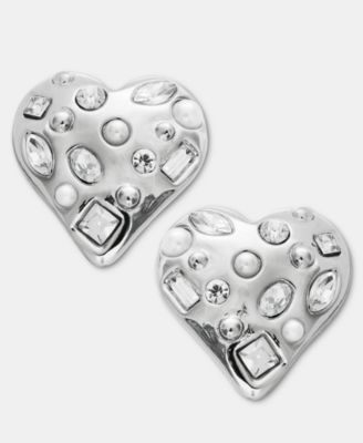 Crystal & Imitation Pearl Heart Drop Earrings, Macy's Exclusive