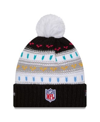 Women's Black New York Jets 2025 NFL Crucial Catch Cuffed Knit with Pom Hat