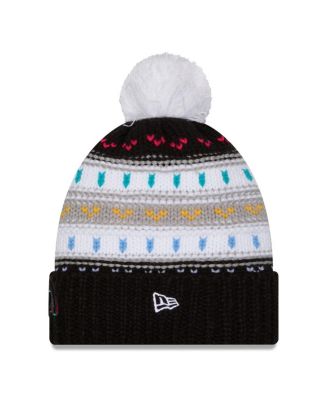 Women's Black Los Angeles Rams 2025 NFL Crucial Catch Cuffed Knit with Pom Hat