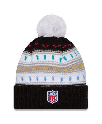 Women's Black Jacksonville Jaguars 2025 NFL Crucial Catch Cuffed Knit with Pom Hat