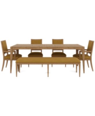 Everleigh Dining 6-Pc. Set (Table, 2 Upholstered Back Side Chair, 2 Upholstered Back Arm Chair & Bench)