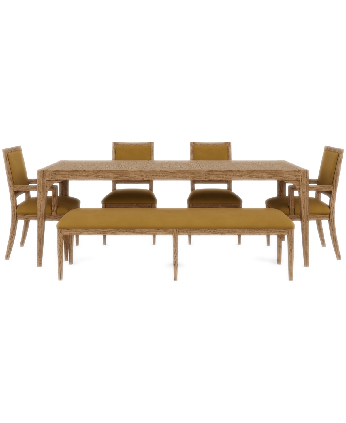 Macy's Everleigh Dining 6-pc. Set (table, 2 Upholstered Back Side Chair, 2 Upholstered Back Arm Chair & Ben In Brown