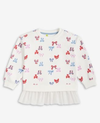 Epic Threads - Toddler Girls Painted Bows Printed Ruffle Sweatshirt
