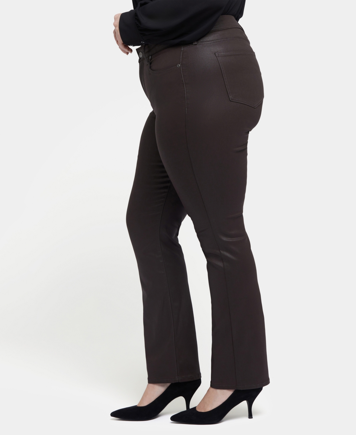 Nydj Plus Size Coated Marilyn Straight Leg Jeans In Black