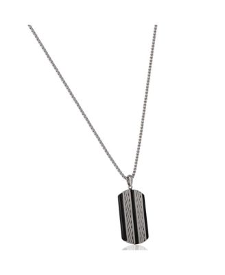 Men's Pendant Necklace with Striped Dog Tag - 22'' Chain