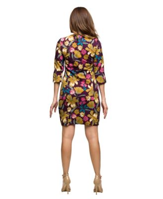 Women's Plum Floral Sheath Dress