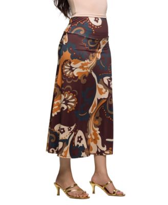 Women's Elastic Waist Midi Skirt