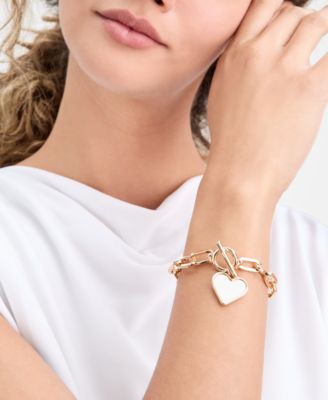 Mother-of-Pearl Heart Charm Link Bracelet, Macy's Exclusive