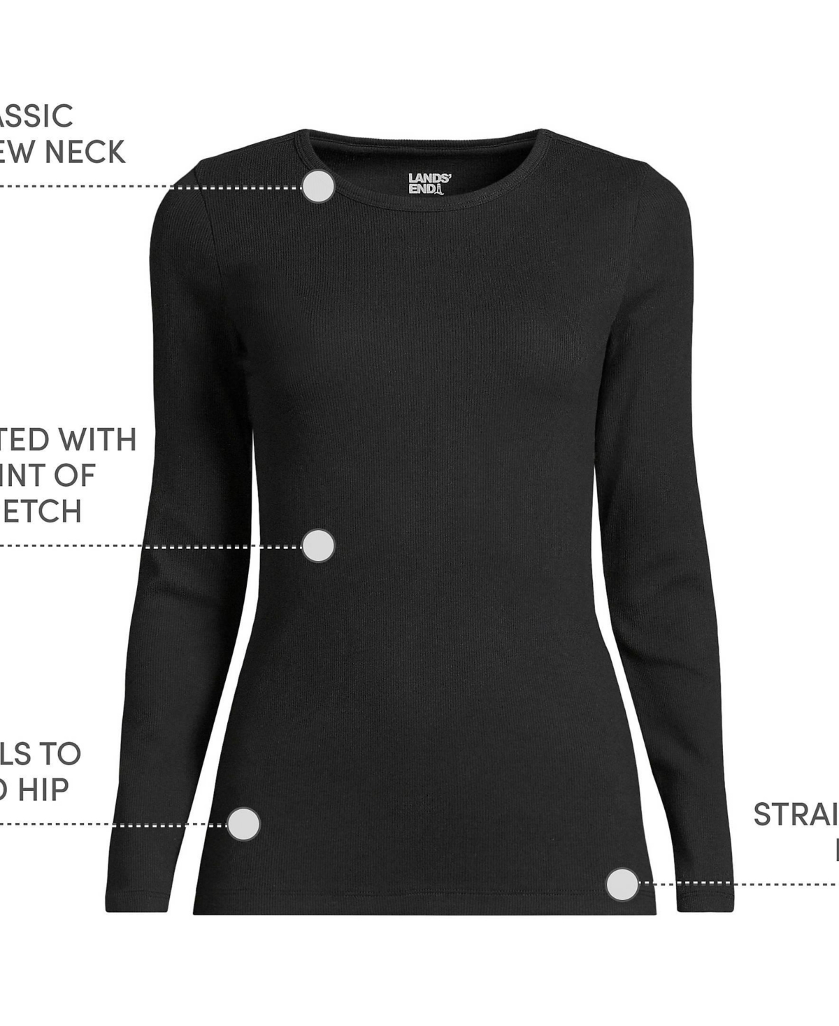 Lands' End Women's Tall Long Sleeve Micro Rib T-Shirt