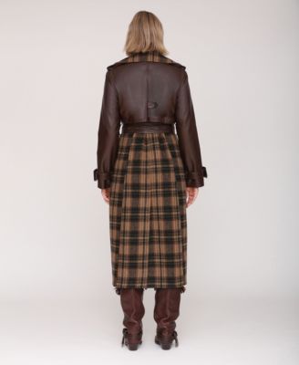 Women's Plaid Oversized Maxi Trench Coat