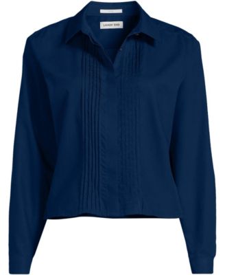 Women's Boxy Cropped No Iron Pintuck Shirt