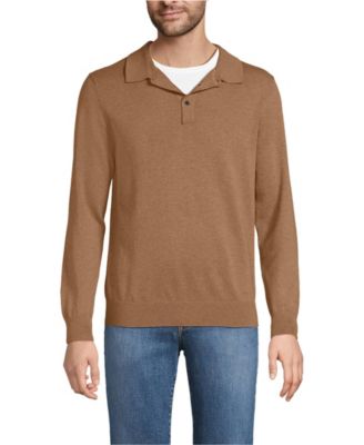 Men's Long Sleeve Cotton Sweater Polo