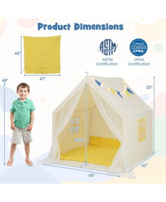 48 x 42 x 50 Inch Large Play Tent with Washable Cotton Mat Holiday Birthday Gift for Kids