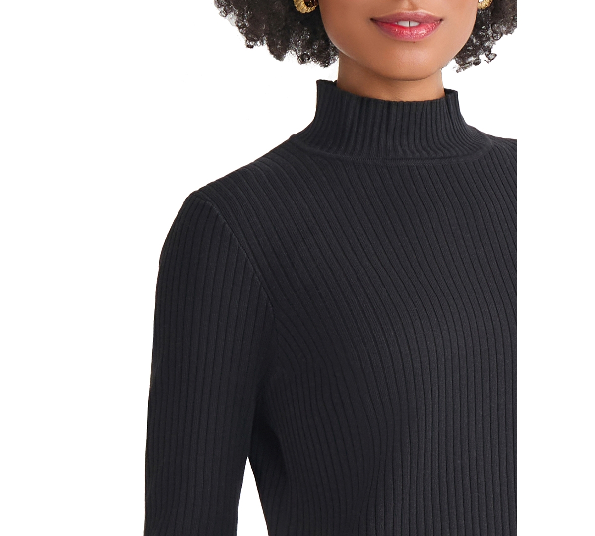 Jones New York Petite Sutton Mock Neck Sweater In Black