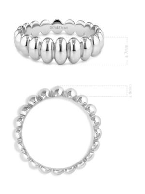 Puffy Ribbed Ring in Rhodium Plated Sterling Silver, Size 8