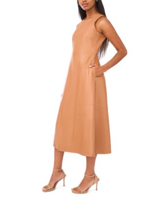 Women's Faux Leather Sleeveless Maxi Dress