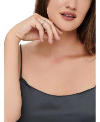 Open Heart Ring in Rhodium Plated Sterling Silver, Size 9