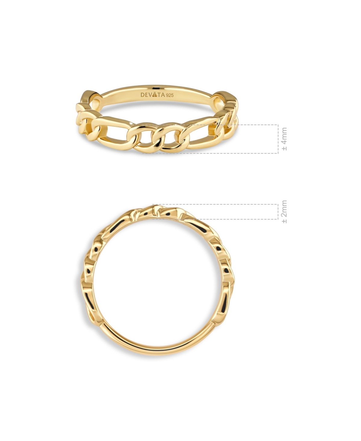 Devata Figaro Link Ring in Gold Plated Sterling Silver