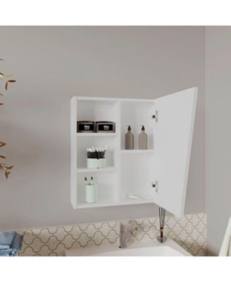 Piney Medicine Cabinet, 1 Door, 5 Shelves, 1 Mirror, White