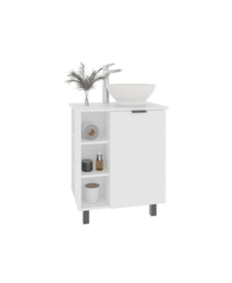 Dobson Vanity Sink, 1 Door, 4 Legs, 5 Shelves, White