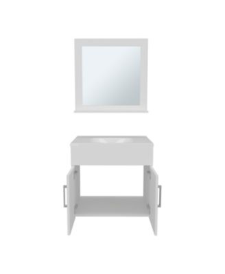 Jette 2-Door 1-Shelf Vanity Sink and Mirror Bathroom Set