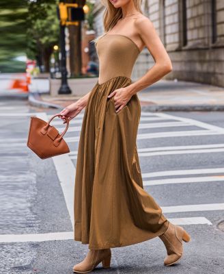 Women's Strapless Flowy Maxi Beach Dress