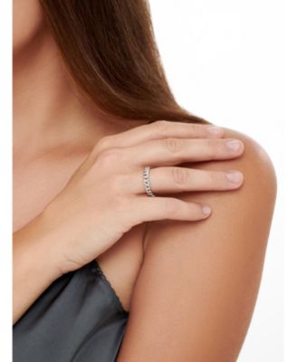 Cuban Link Ring in Rhodium Plated Sterling Silver, Size 8