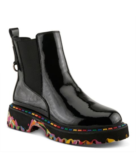 Женские ботинки Spring Step Rager Chelsea Rainboot Waterproof with Construction, цвет: Чёрный лаковый