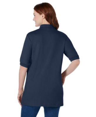 Plus Size Elbow-Sleeve Polo Tunic