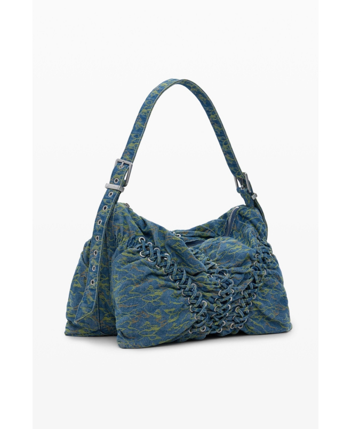 Desigual Women's Large Braided Denim Bag In Blue
