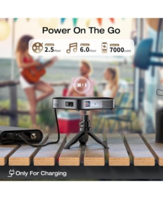 WiFi Bluetooth Mini Projector - 1080P Support Projector with Tripod, Outdoor Portable Rechargeable Battery Short Throw for iPhone/Android