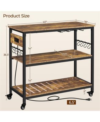 36.5” H Kitchen Island Cart with Charge Station