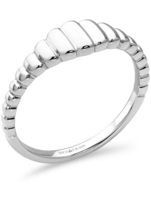 Ribbed Ring in Rhodium Plated Sterling , Size 7