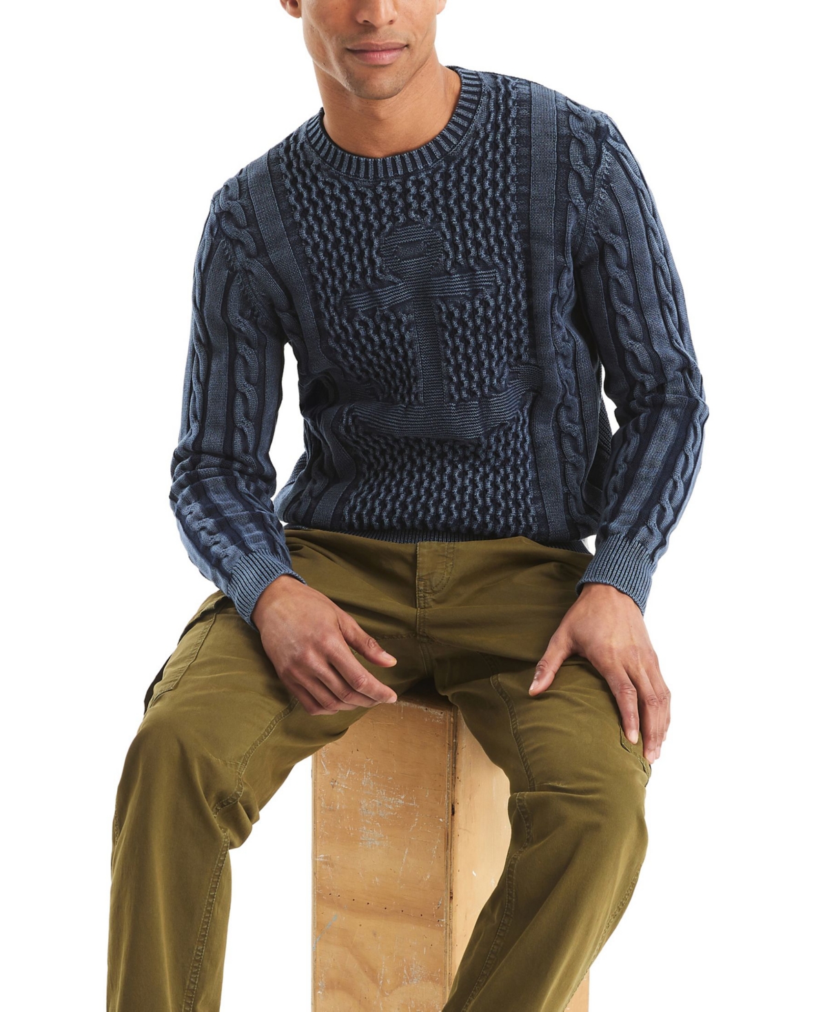 Nautica Men's Crewneck Anchor Sweater In Blue