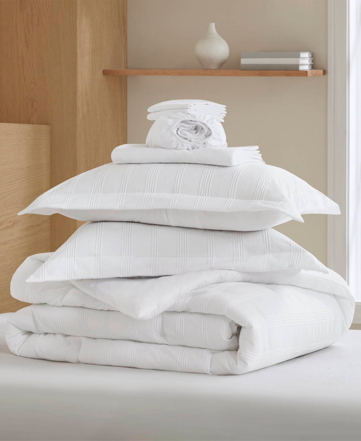 510 Design Logan Woven Striped 7-pc. Comforter Set, Full In White
